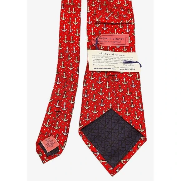 Vineyard Vines Men's Tie Anchor Nautical Preppy Resort Necktie Red Blue Green - Picture 1 of 7